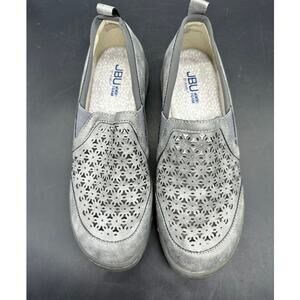JBU Jambu Wildflower Mox Grey Faux Leather Slip On Flat Shows 10M Women